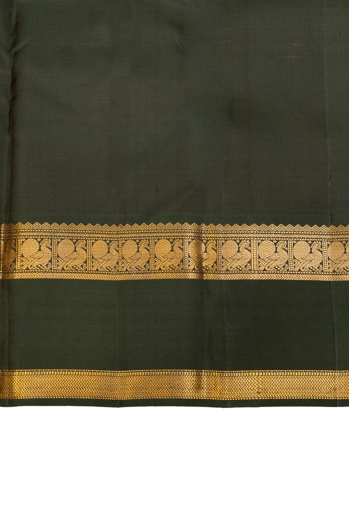 Turquoise green rettai pettu pure Kanchipuram silk saree