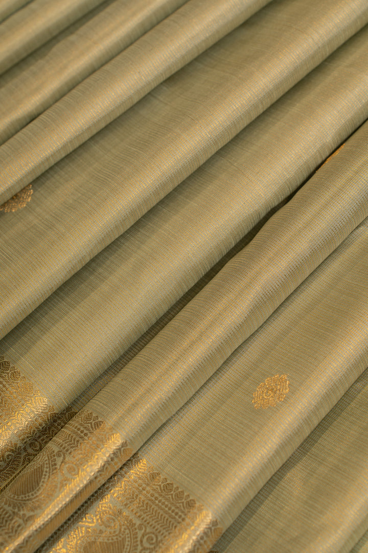 Tea green Vairaoosi pure Kanchipuram silk saree