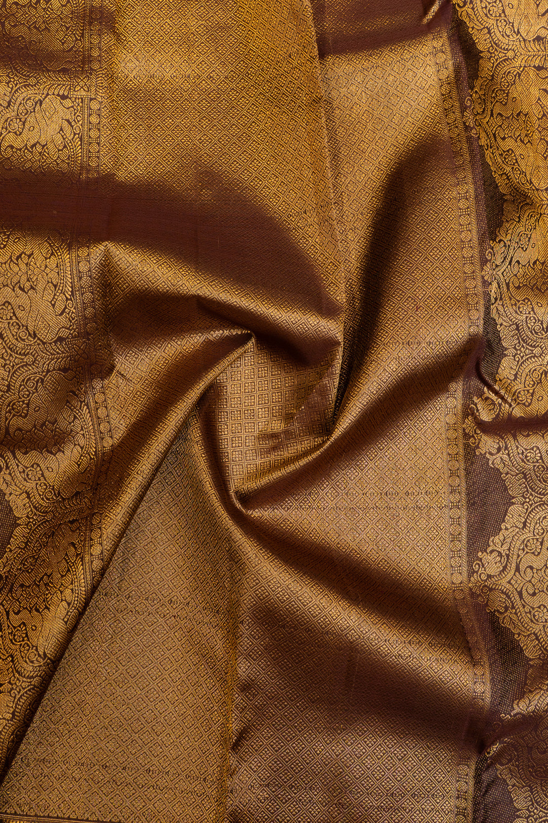 Rust orange and brown Vairaoosi pure Kanchipuram silk saree