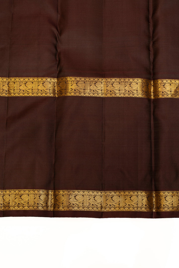 Rust orange and brown Vairaoosi pure Kanchipuram silk saree