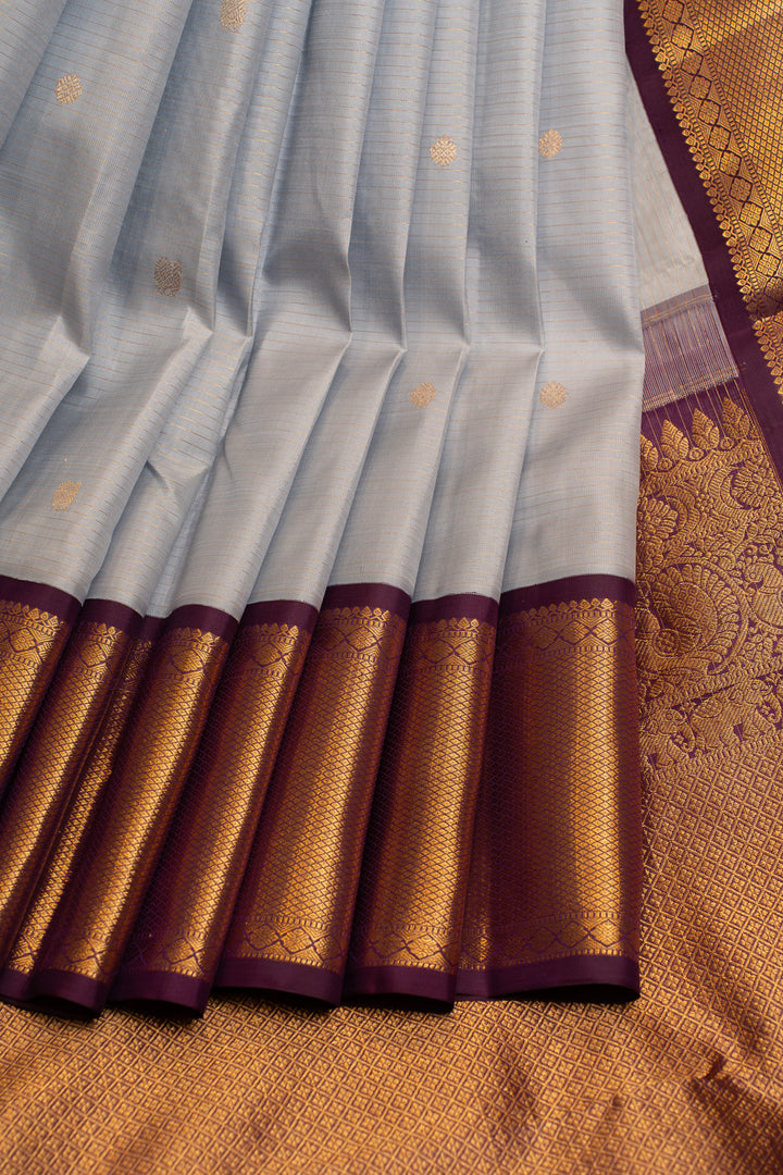 Ice blue and jamun Vairaoosi stripes pure Kanchipuram  silk saree