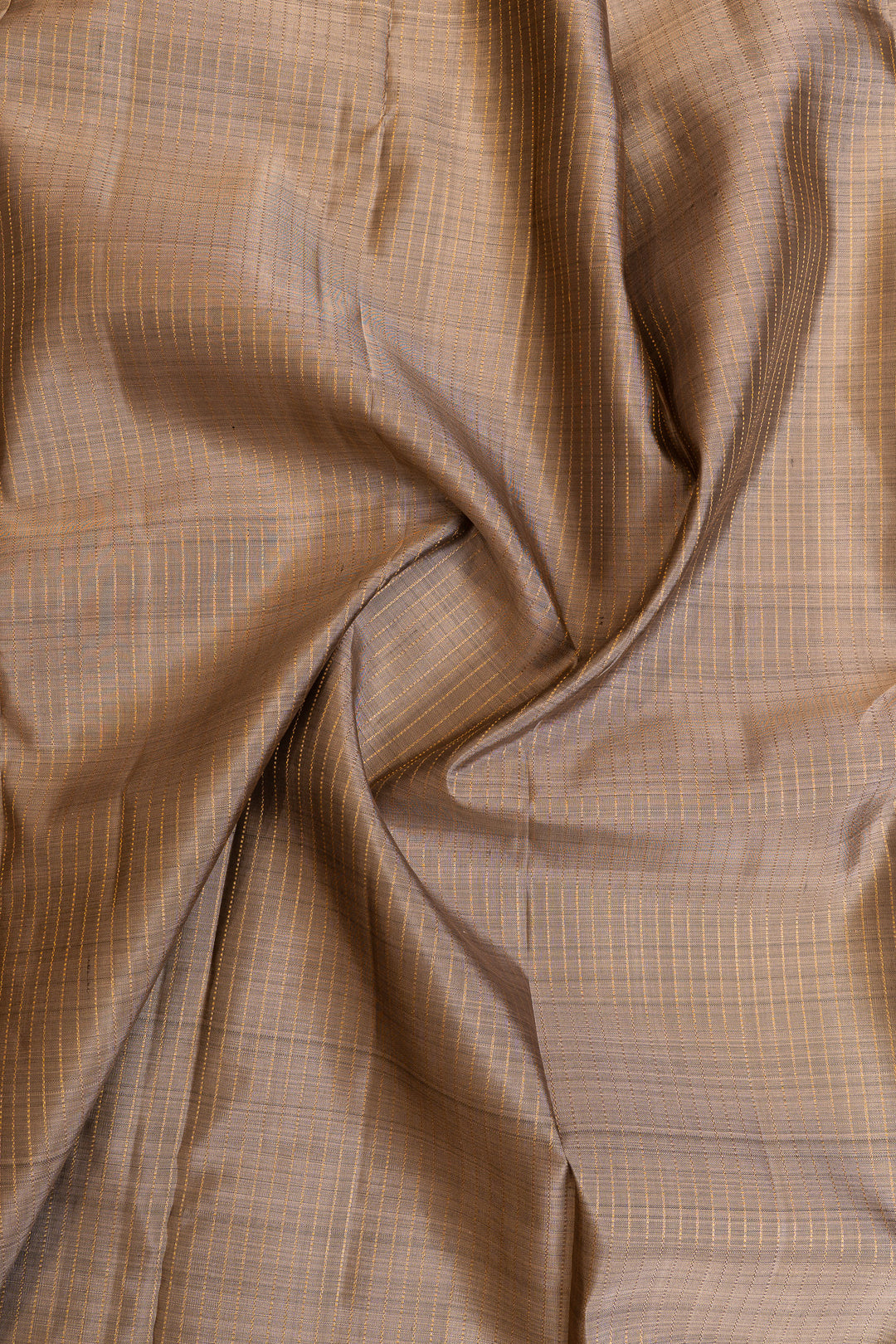 Grey and brown checks pure Kanchipuram silk saree