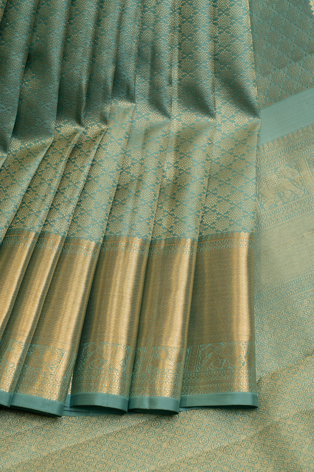 Pastel blue brocade pure Kanchipuram  silk saree