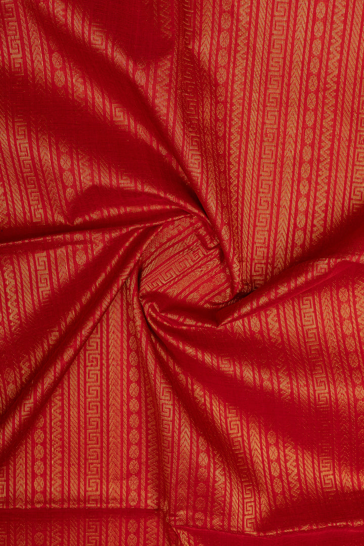 Red plus butta  pure silk cotton saree
