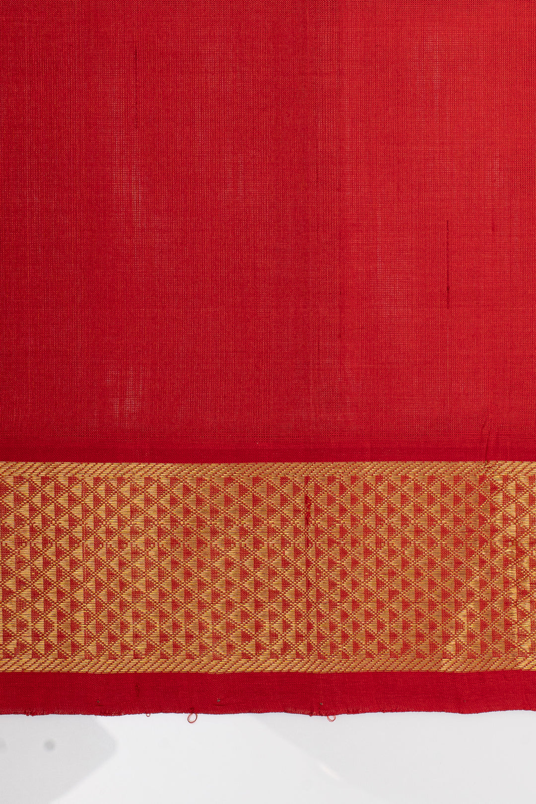 Red plus butta  pure silk cotton saree