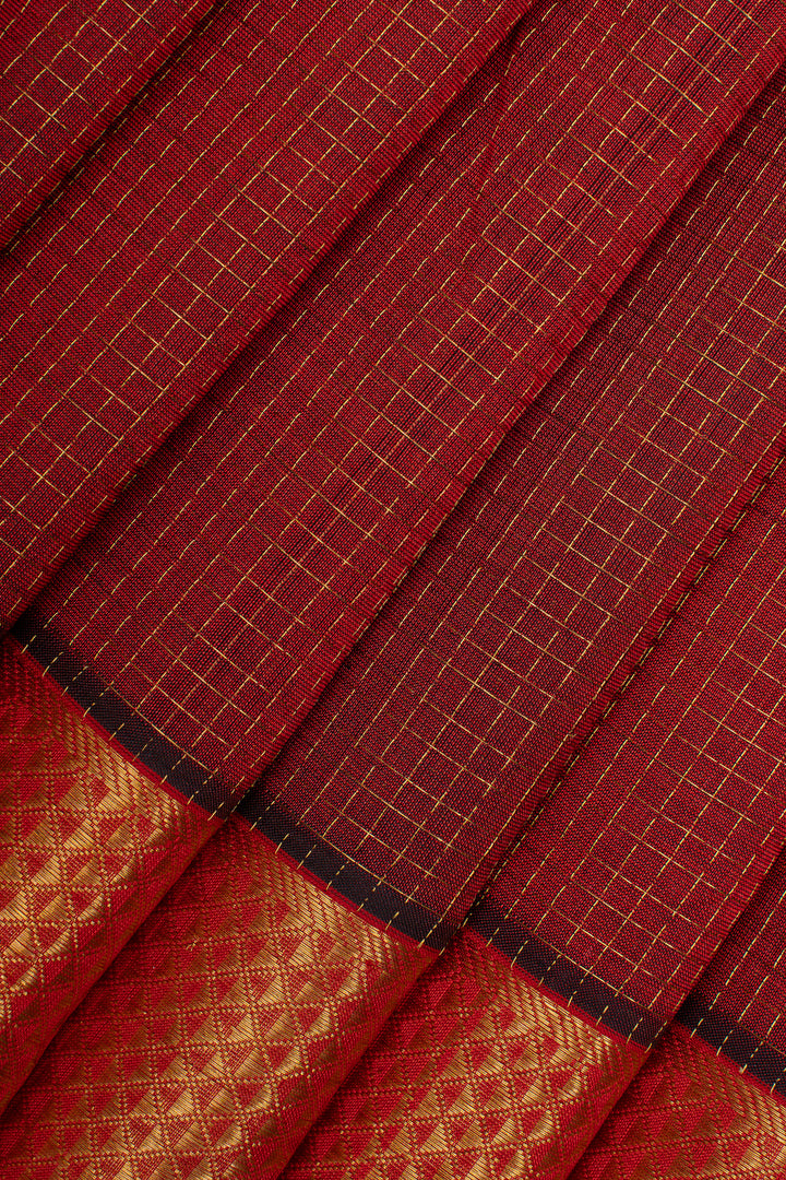 Red plus butta  pure silk cotton saree