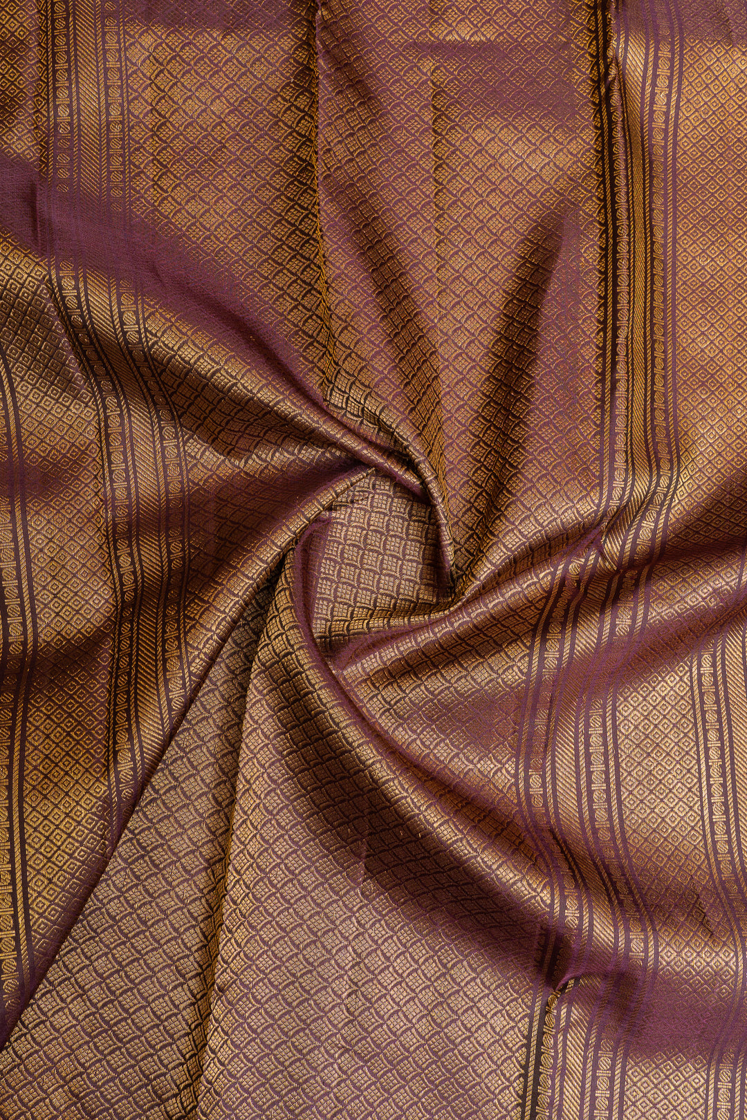 Rust orange Zari stripes pure Kanchipuram silk saree