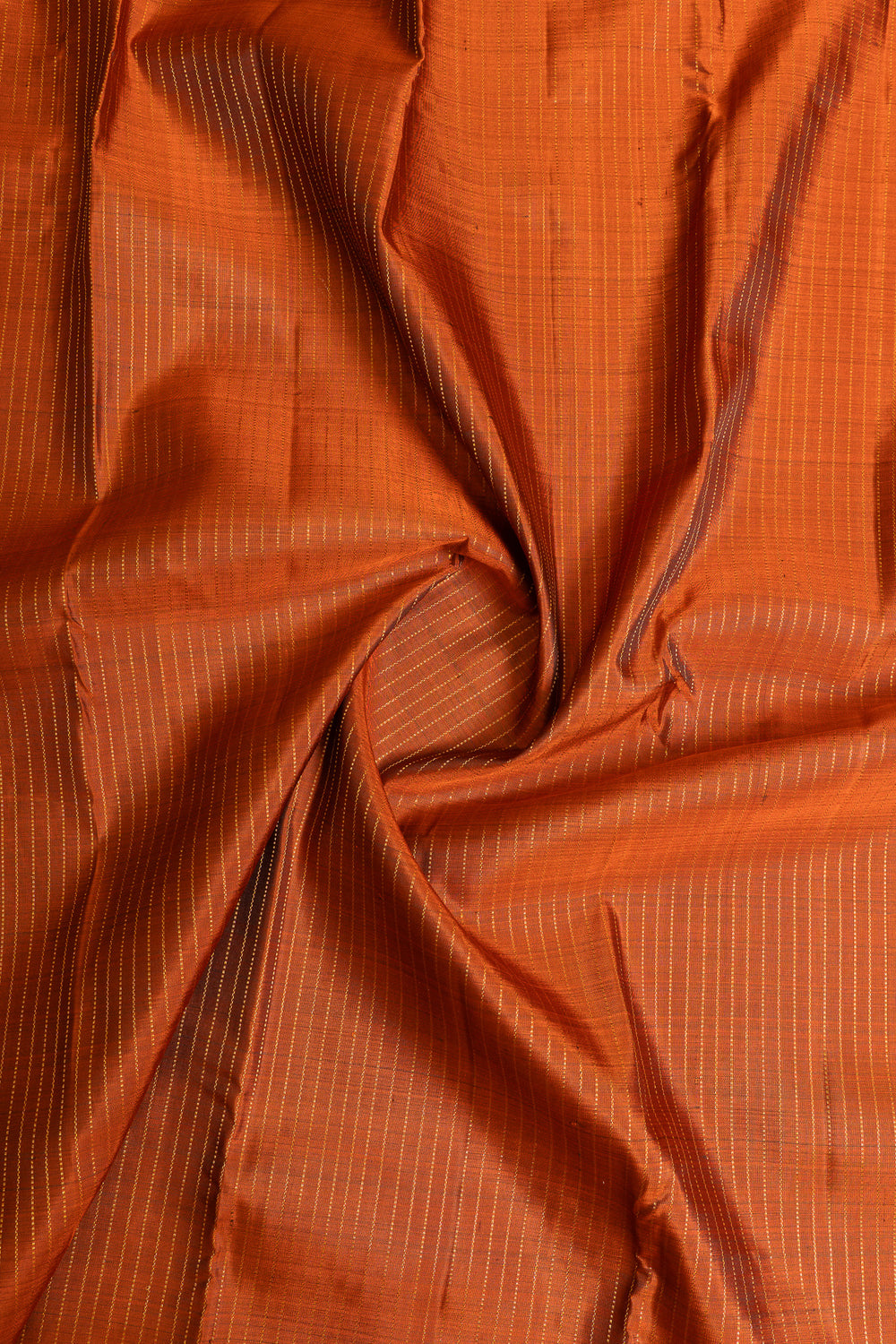 Rust orange Zari stripes pure Kanchipuram silk saree