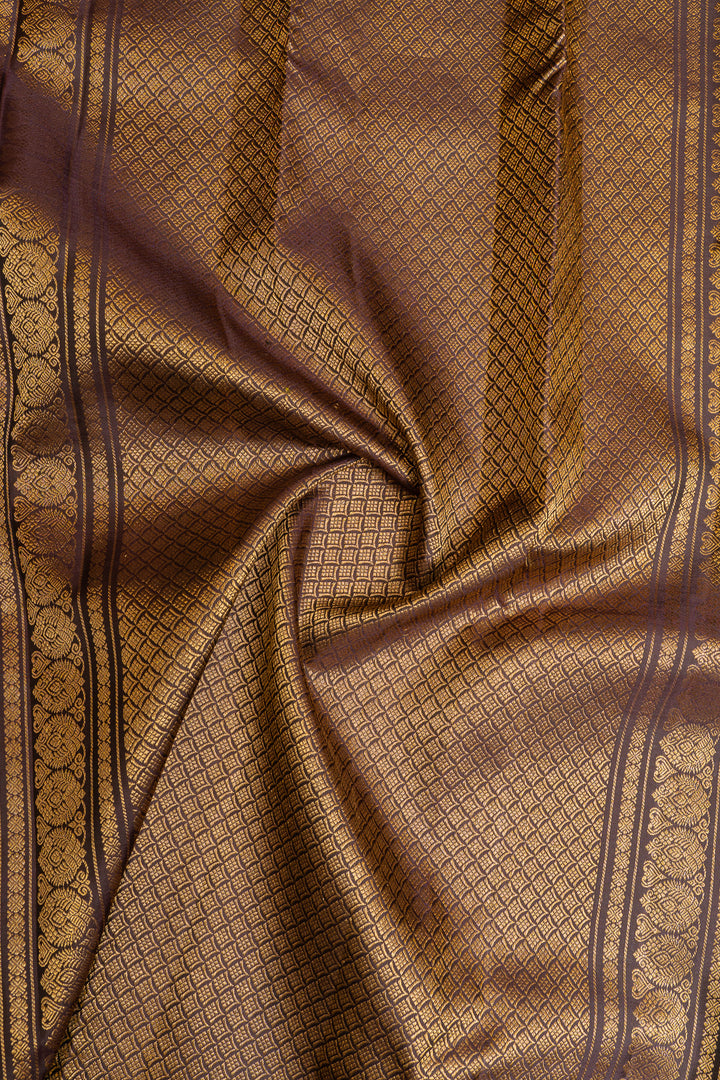 Peacock blue Zari checks pure Kanchipuram silk saree