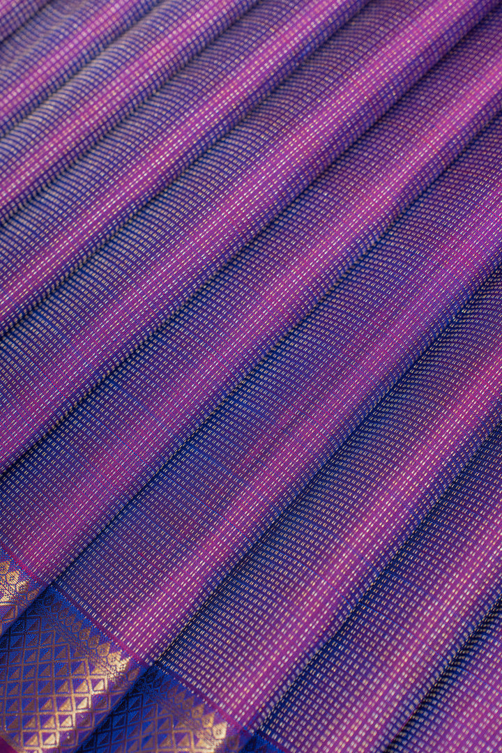 Purple small border pure Kanchipuram silk saree