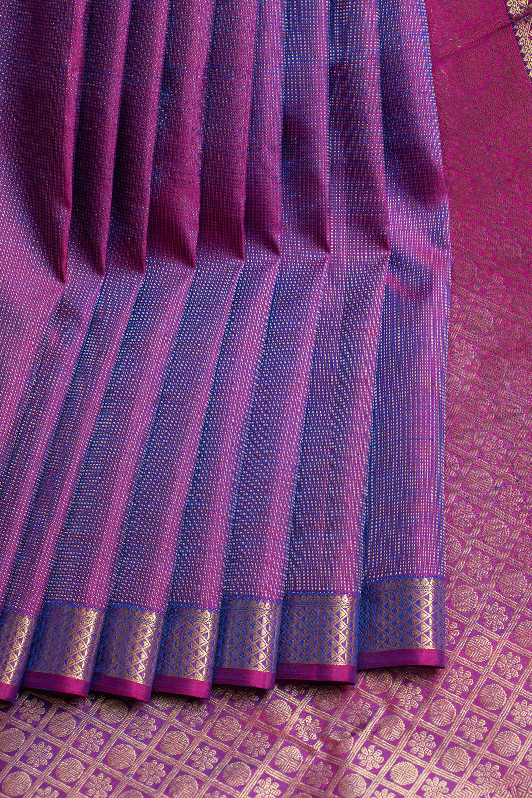 Purple small border pure Kanchipuram silk saree