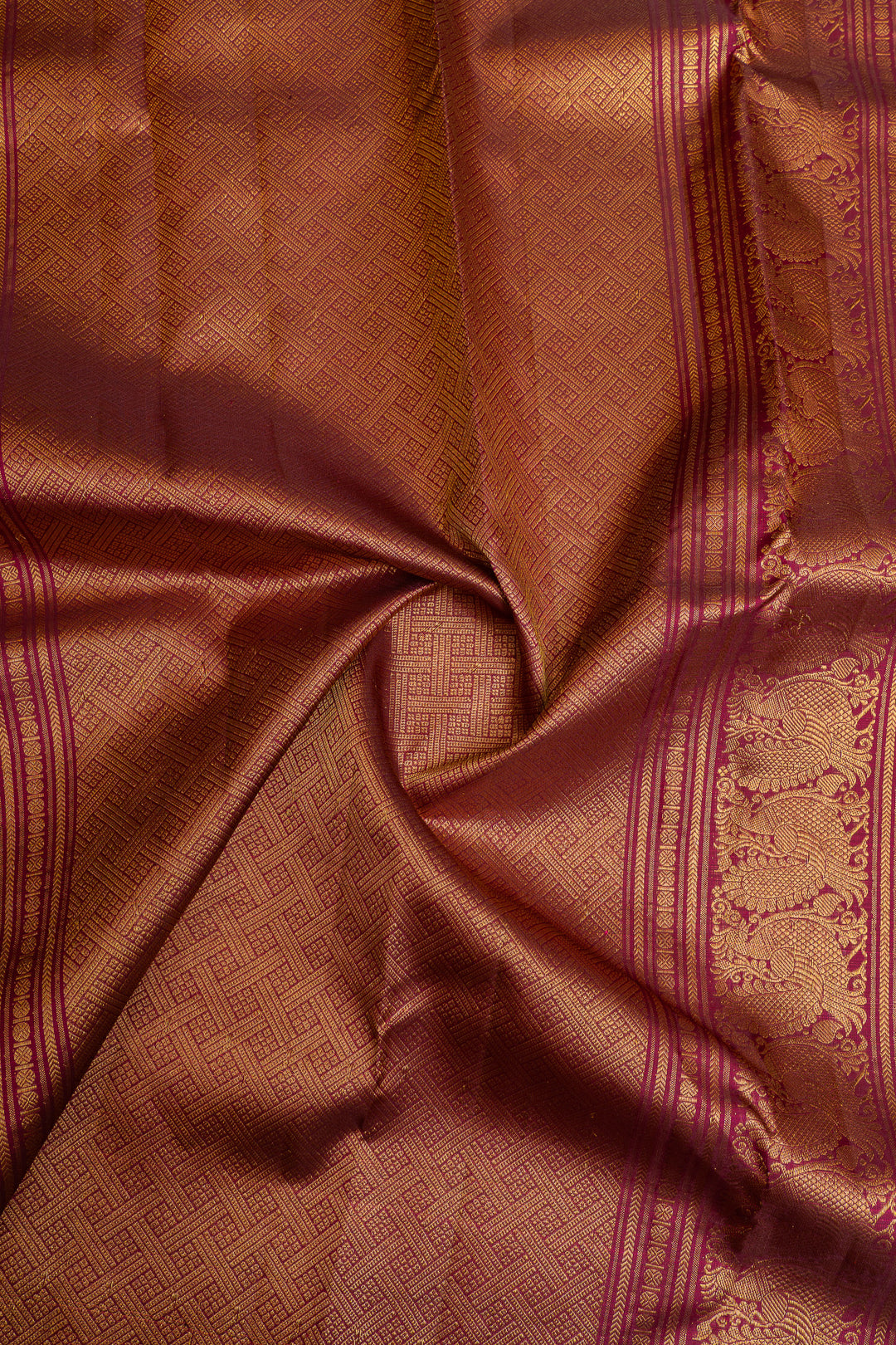 Magenta Zari checks  pure Kanchipuram silk saree