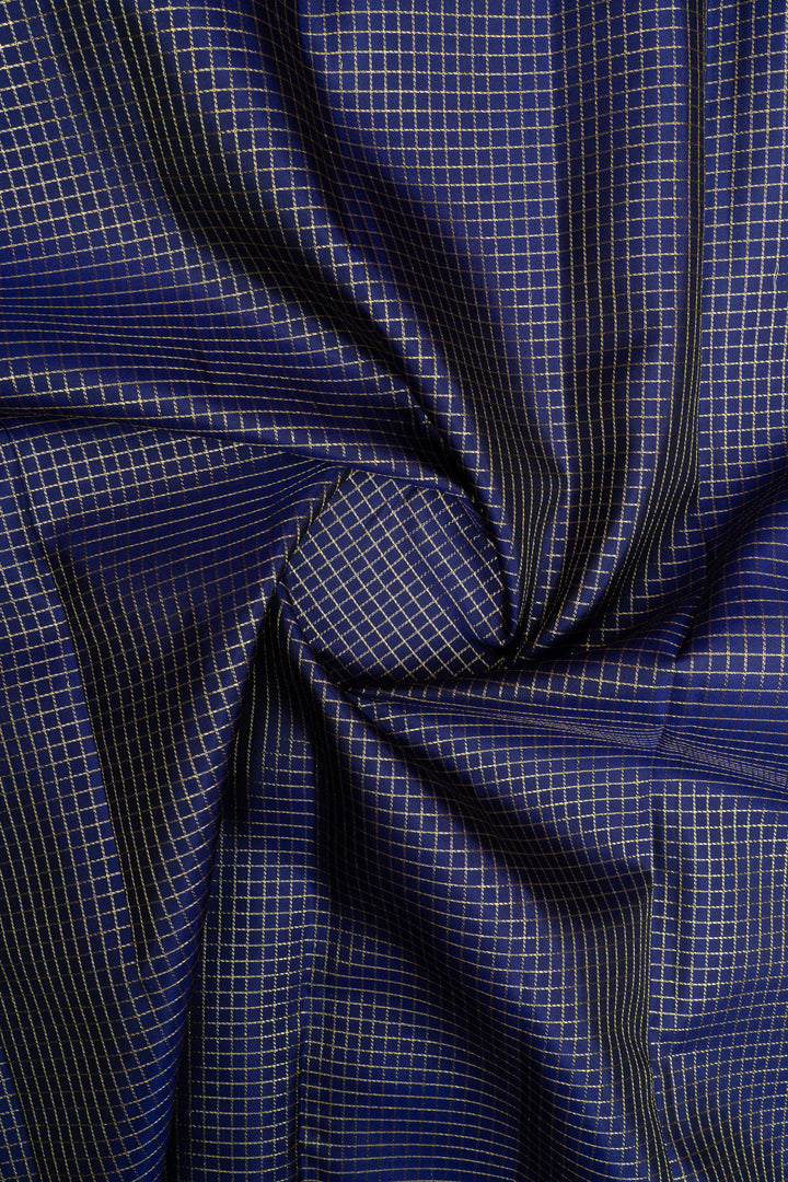 Dark blue zari checks pure kanchipuram silk saree