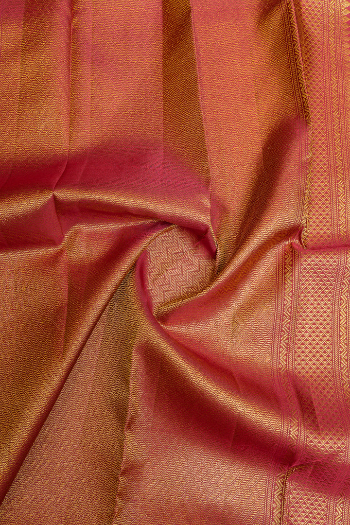 Bluish pink Zari checks pure Kanchipuram silk saree