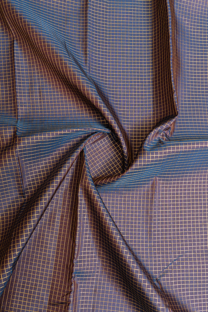 Bluish pink Zari checks pure Kanchipuram silk saree