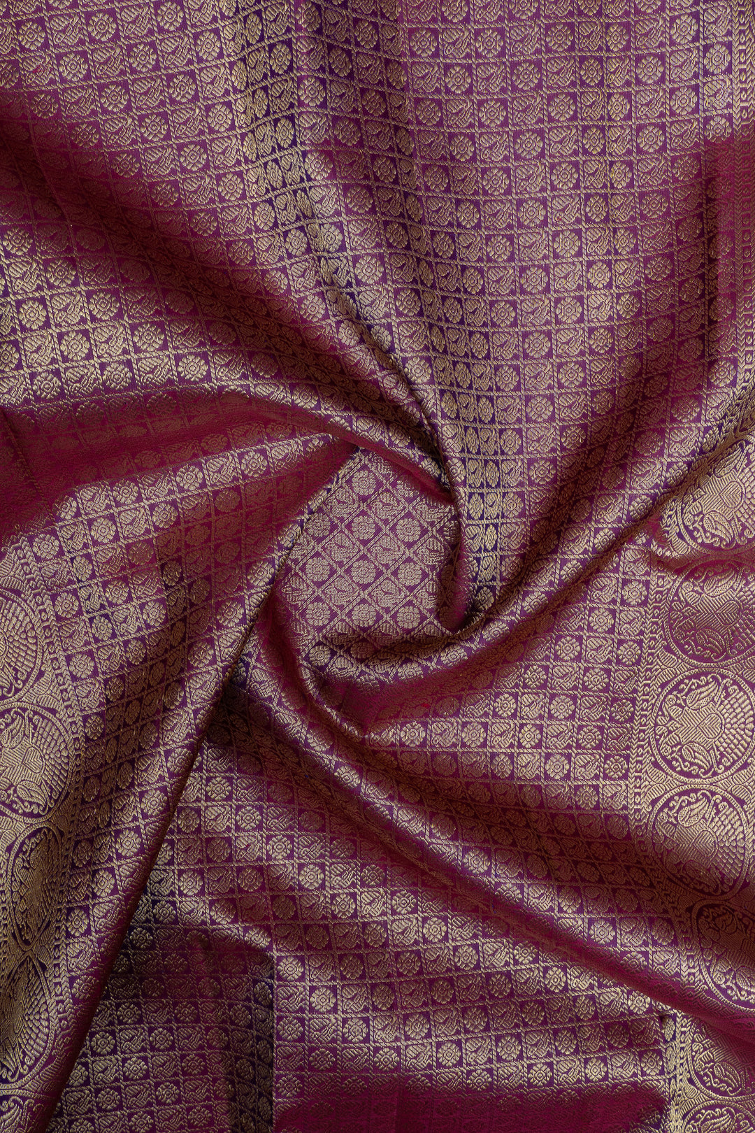 Peacock blue zari checks pure kanchipuram silk saree