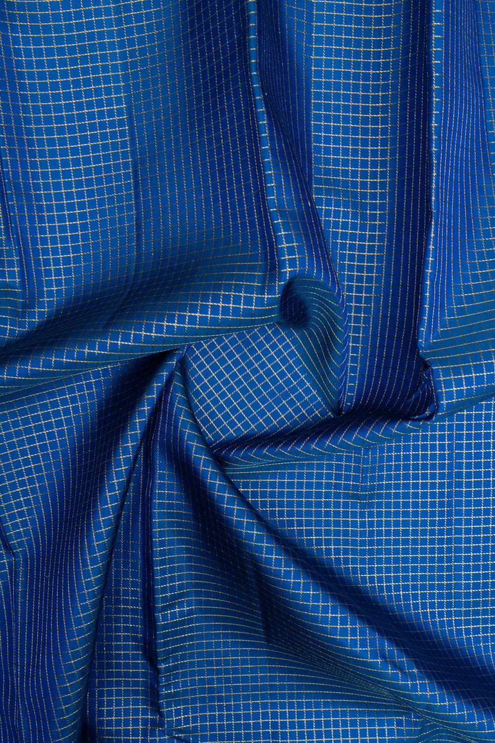 Blue zari checks pure kanchipuram silk saree