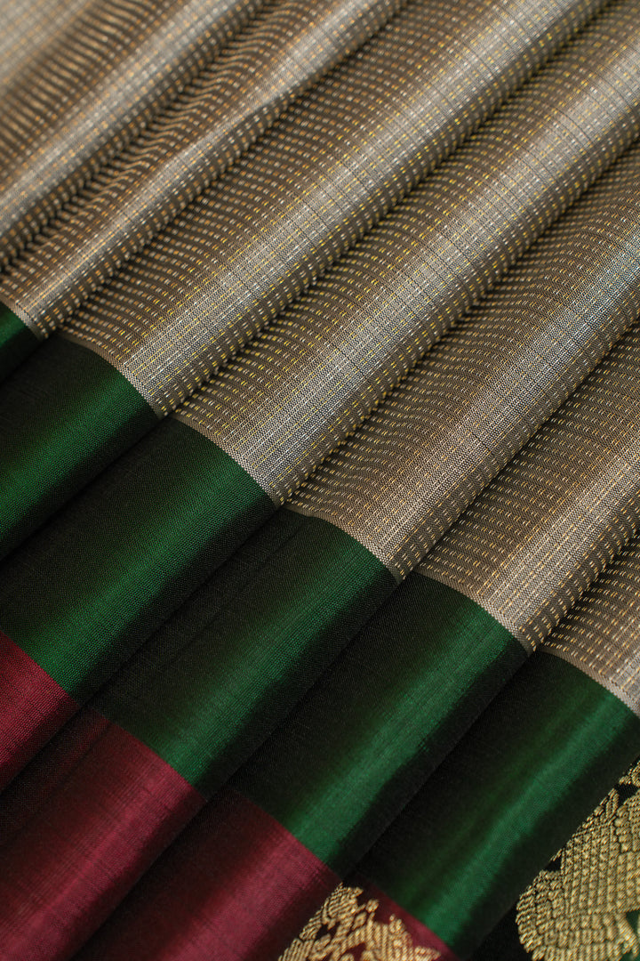 Grey Muthu Zari pure Kanchipuram silk saree