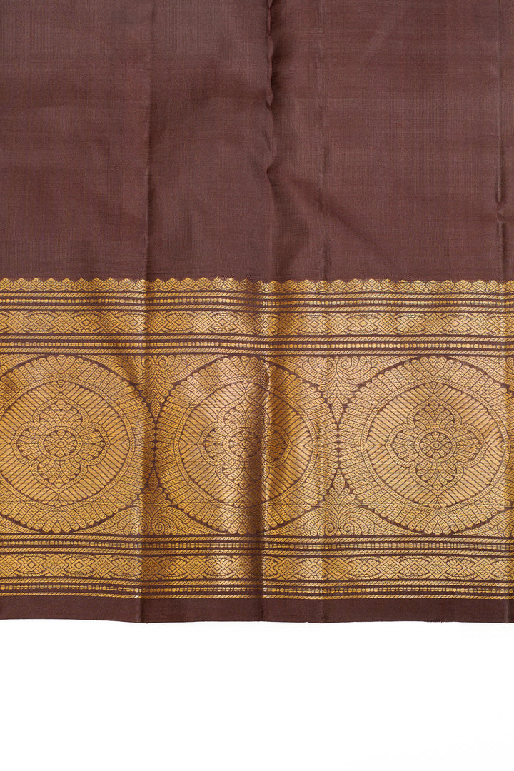Rust orange Zari checks  pure Kanchipuram silk saree
