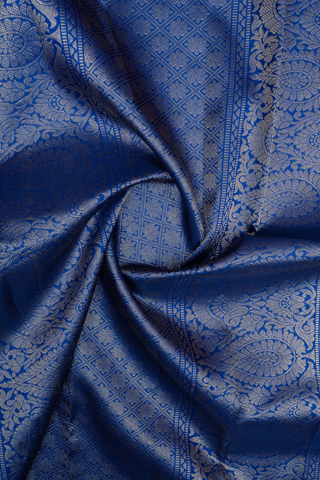 Blue iruthalaipakshi vintage Multi checks pure kanchipuram silk saree