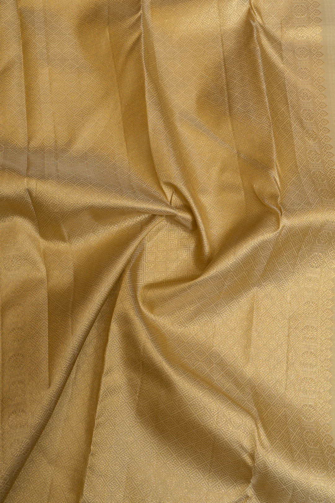 Beige chakram motifs  pure Kanchipuram silk saree
