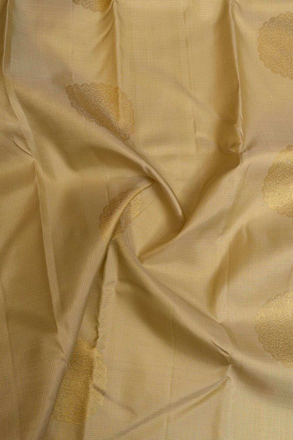 Beige chakram motifs  pure Kanchipuram silk saree
