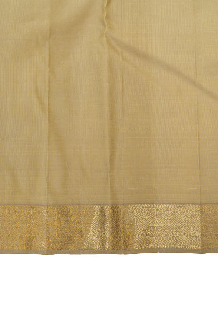 Beige chakram motifs  pure Kanchipuram silk saree