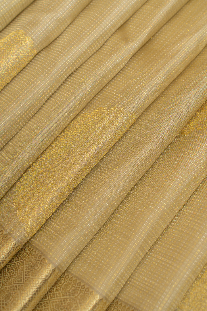 Beige chakram motifs  pure Kanchipuram silk saree