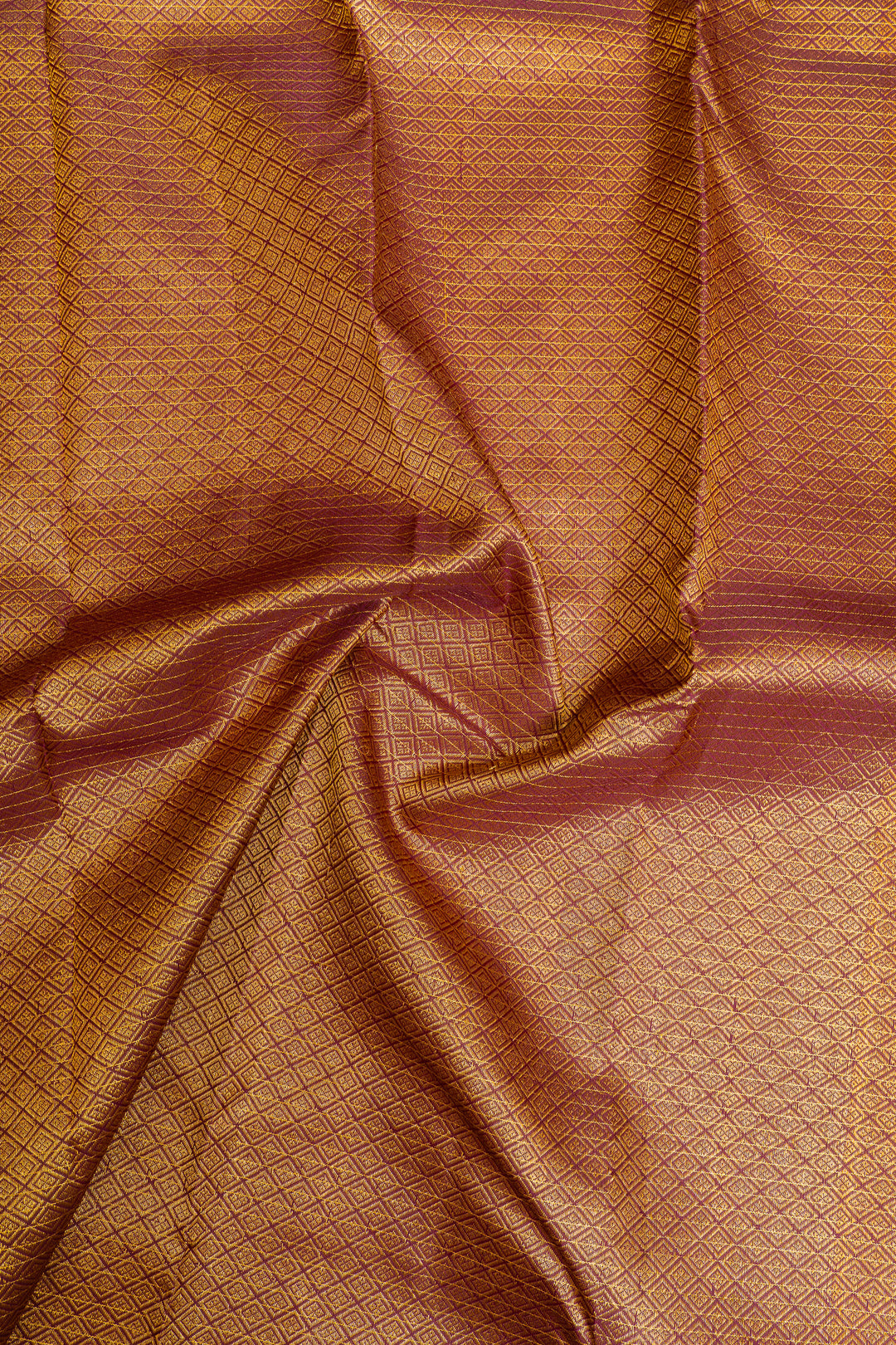 Orange and Jamun  checks border  pure Kanchipuram silk saree
