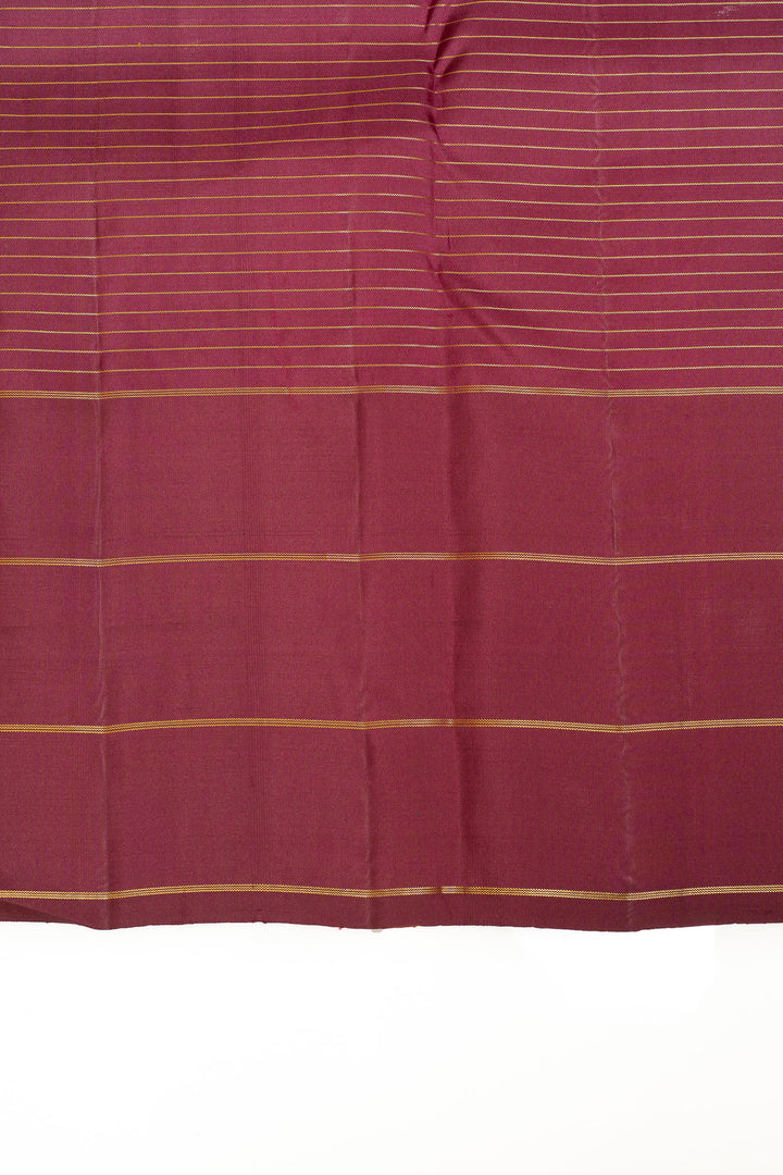 Orange and Jamun  checks border  pure Kanchipuram silk saree