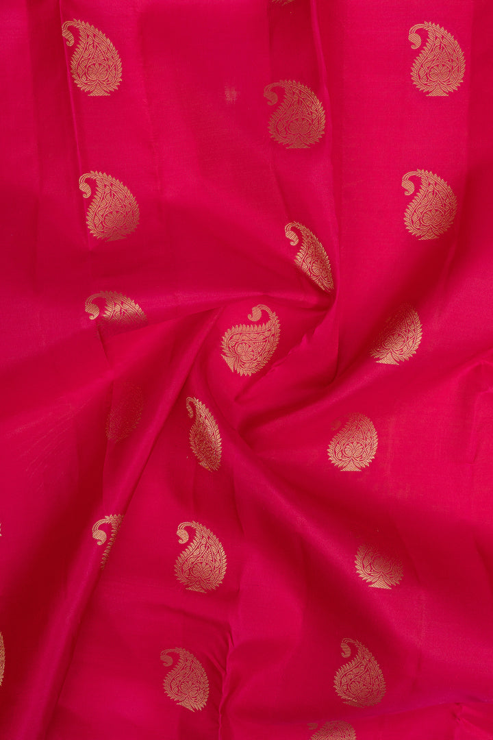 Red and blue traditional pure kanchipuram silk saree