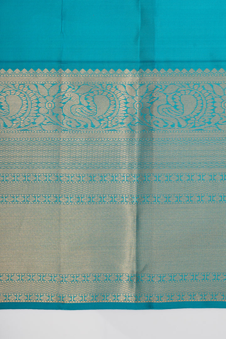 Red and blue traditional pure kanchipuram silk saree