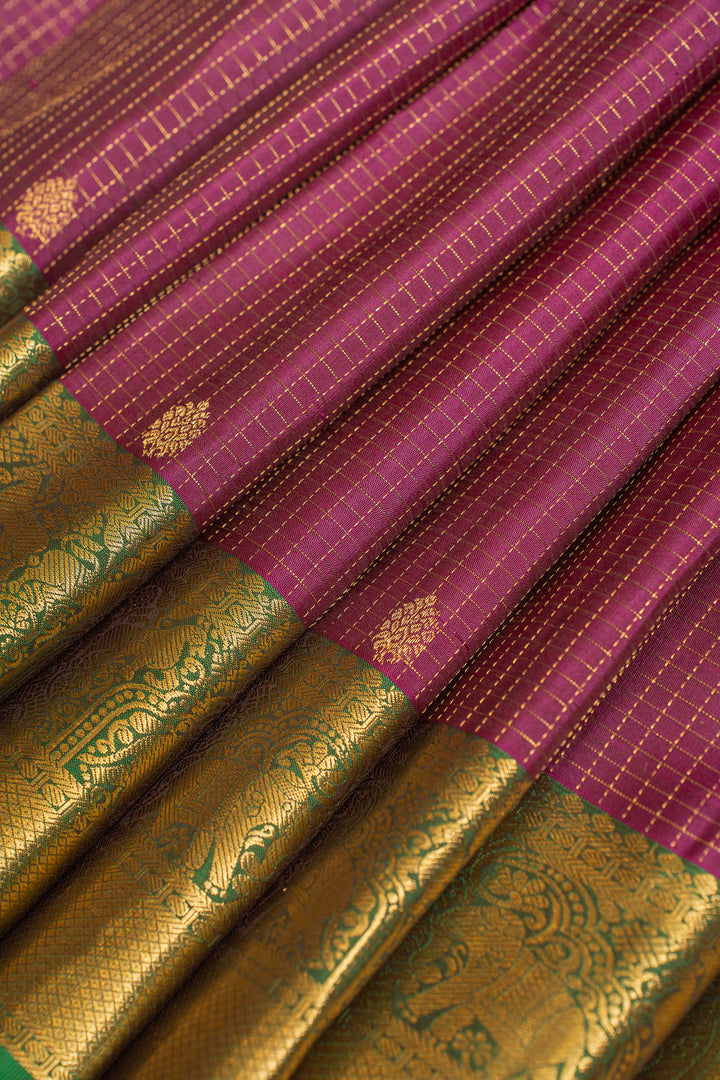 Purple and green traditional  pure Kanchipuram silk saree
