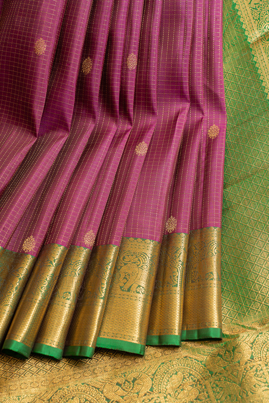 Purple and green traditional  pure Kanchipuram silk saree