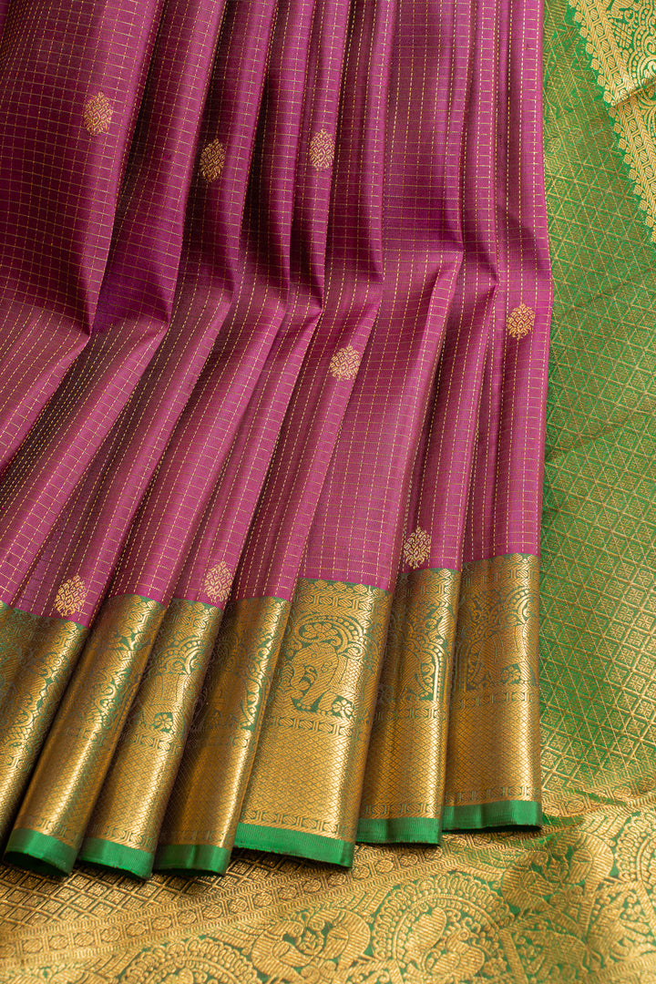 Purple and green traditional  pure Kanchipuram silk saree