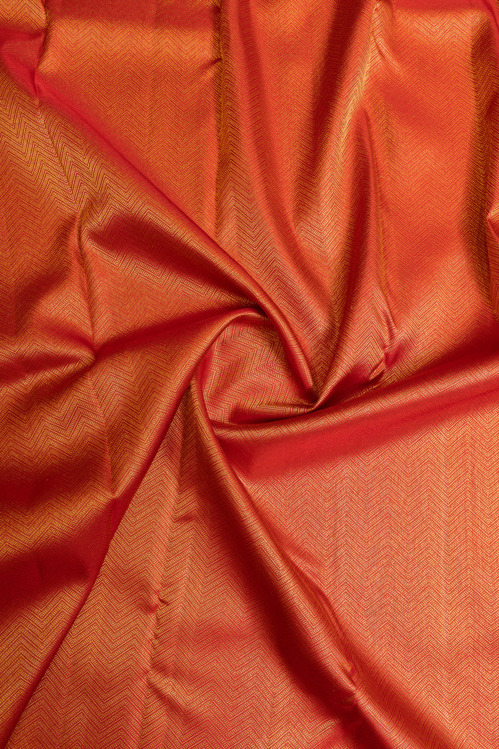 Red and gold chevron brocade pure Kanchipuram silk saree