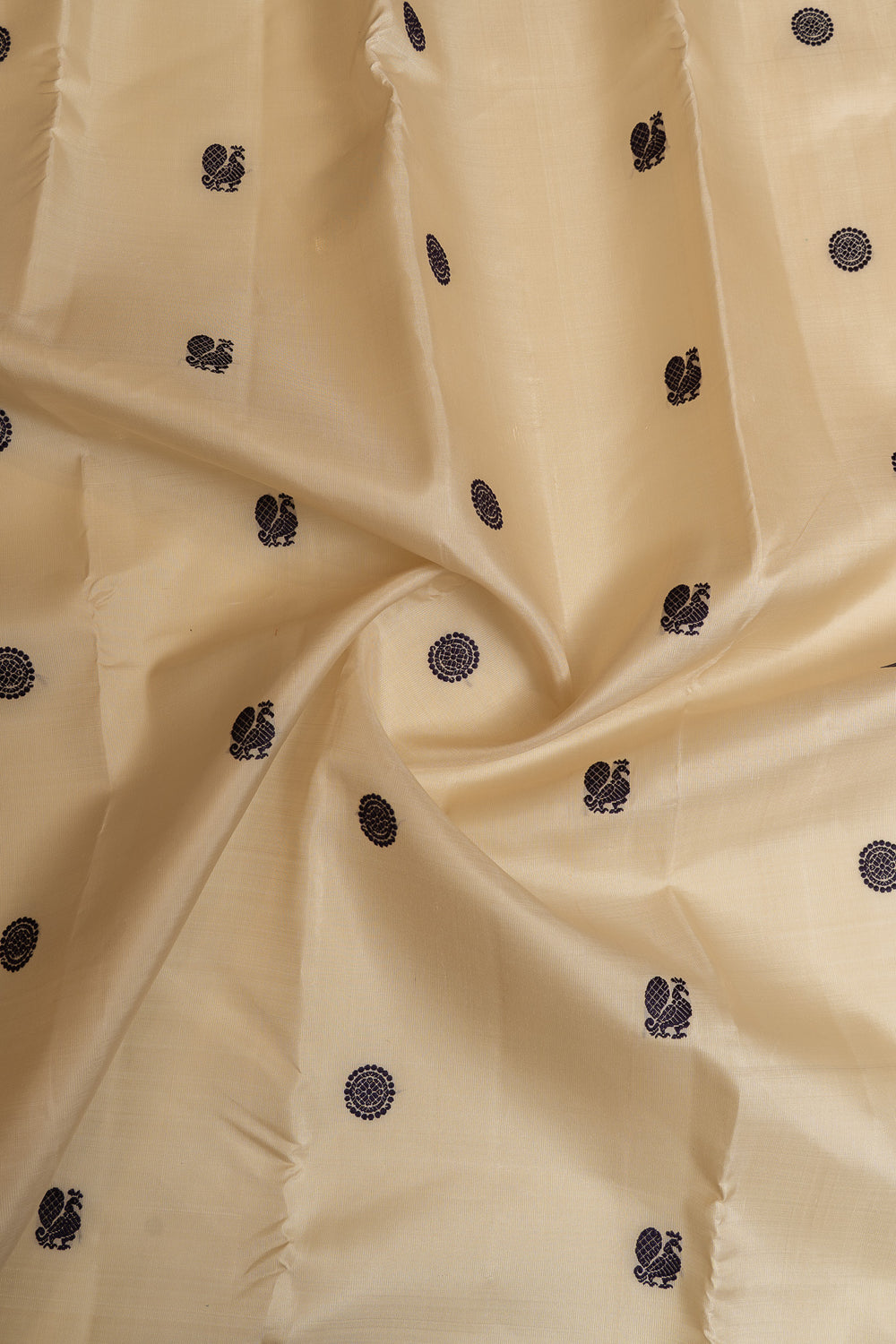 Off white and green thread motifs  pure Kanchipuram silk saree