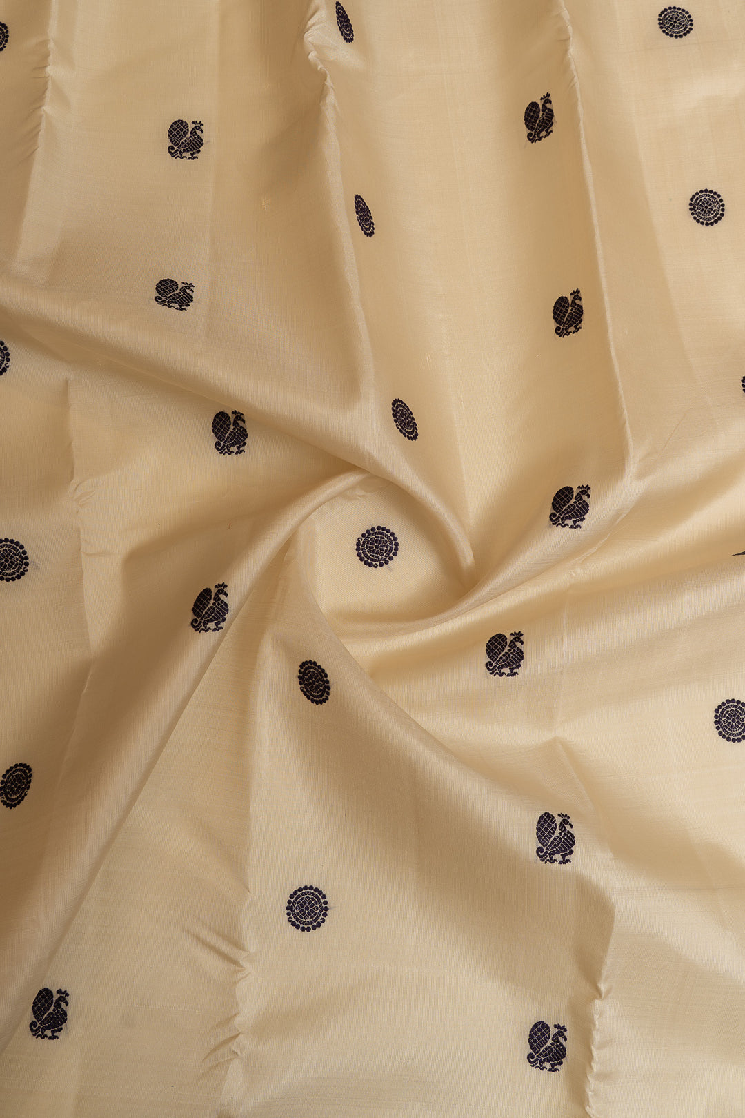 Off white and green thread motifs  pure Kanchipuram silk saree