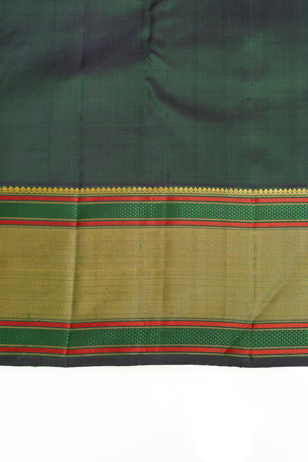 Off white and green thread motifs  pure Kanchipuram silk saree