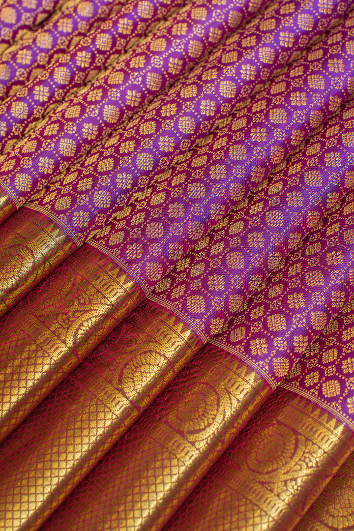 Purple brocade pure Kanchipuram silk saree