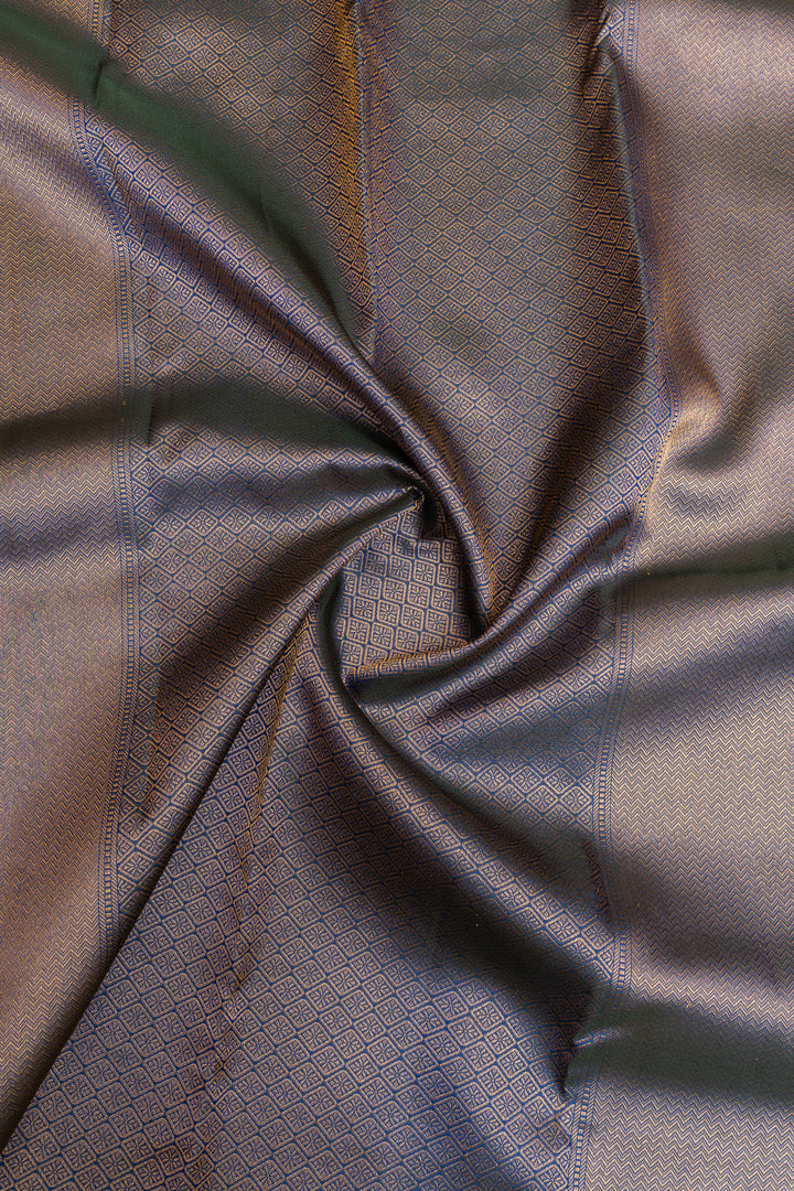 Peacock blue brocade pure Kanchipuram silk saree