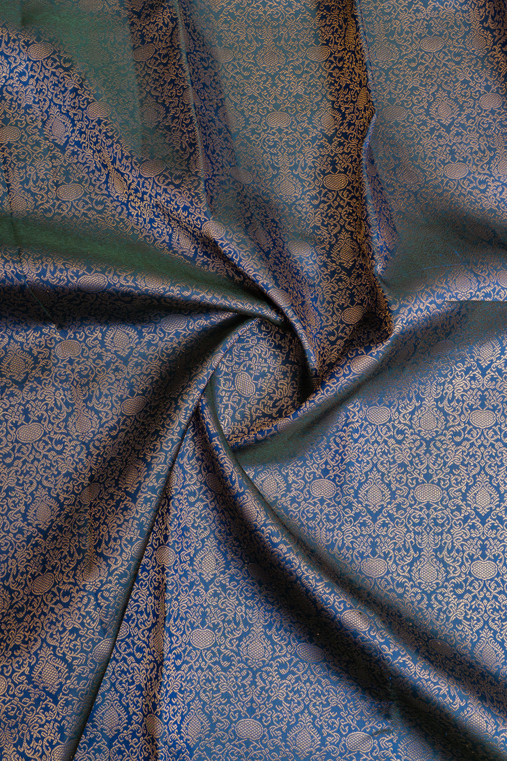 Peacock blue brocade pure Kanchipuram silk saree