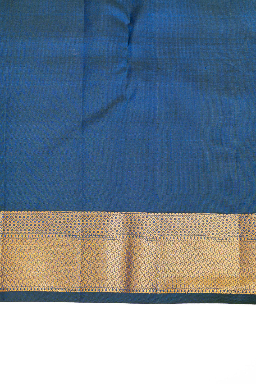 Peacock blue brocade pure Kanchipuram silk saree