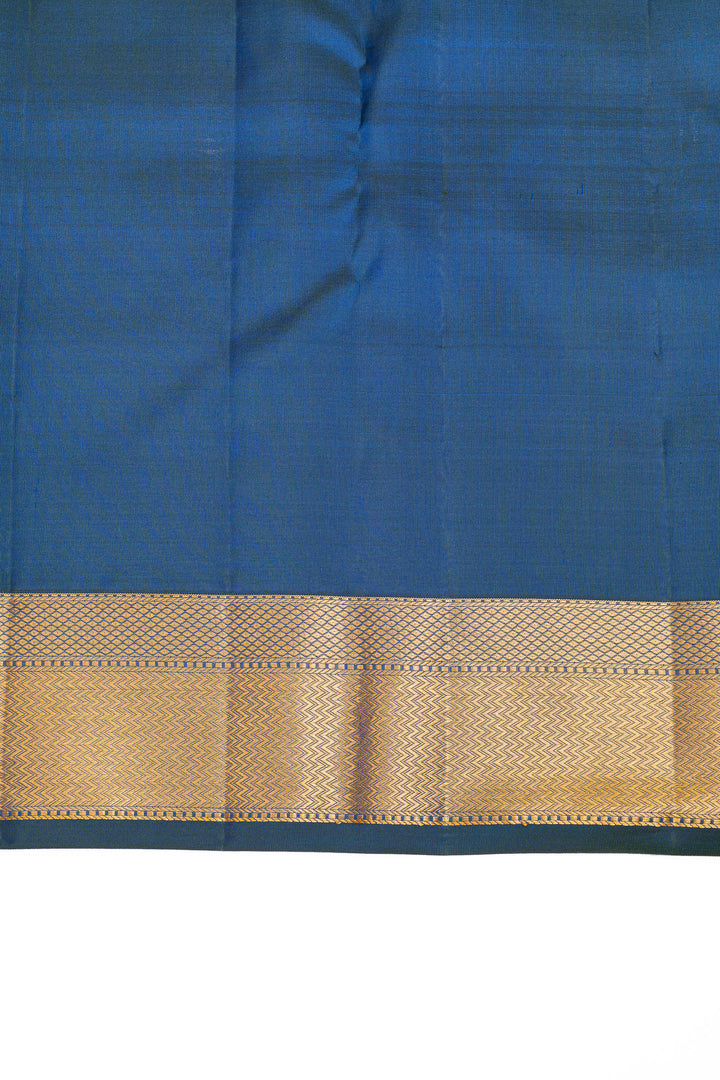 Peacock blue brocade pure Kanchipuram silk saree