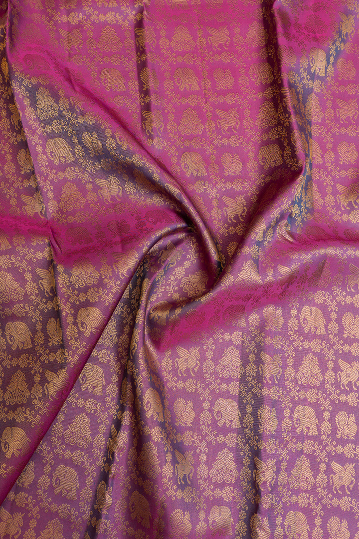 Purplish blue brocade pure Kanchipuram silk saree