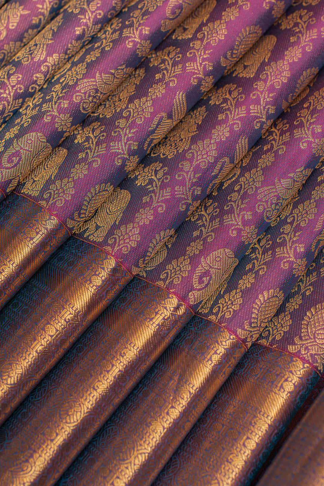 Purplish blue brocade pure Kanchipuram silk saree