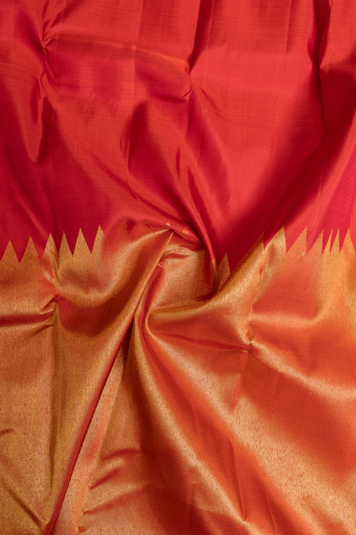 Red rising temple 8 Kol pure Kanchipuram silk saree