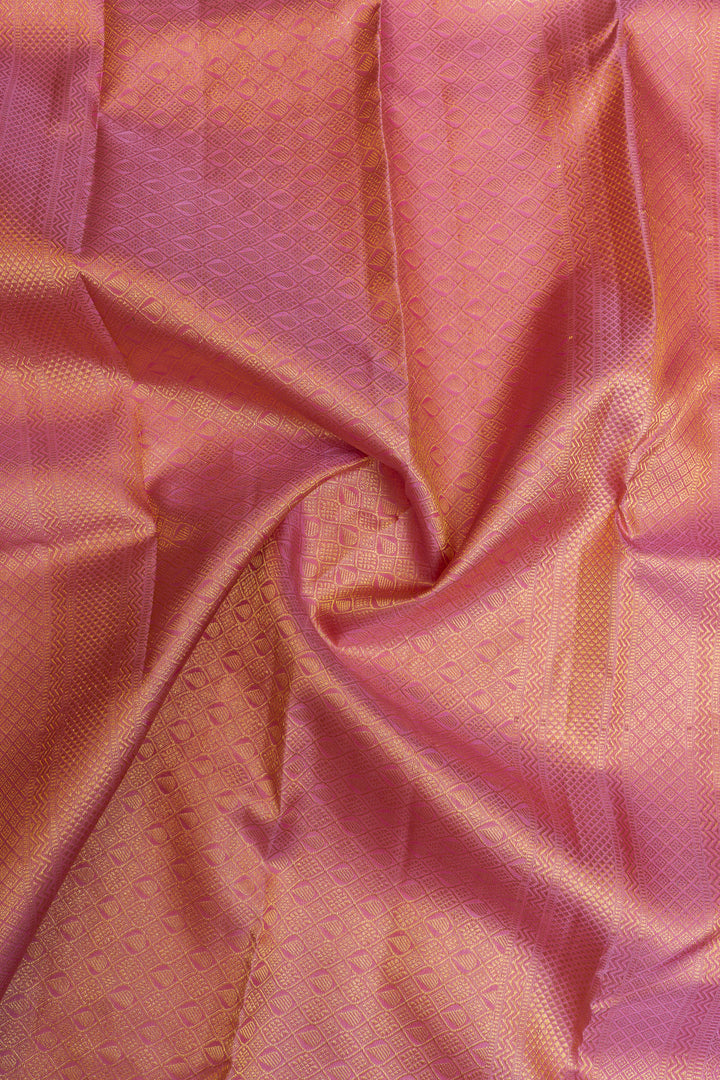 Lotus pink Muthu Zari pure Kanchipuram silk saree