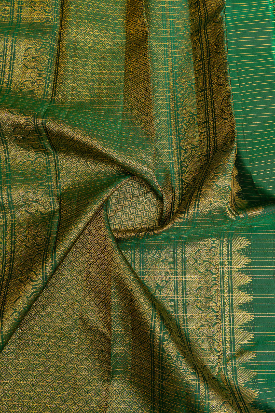 Black and green pure Kanchipuram silk saree