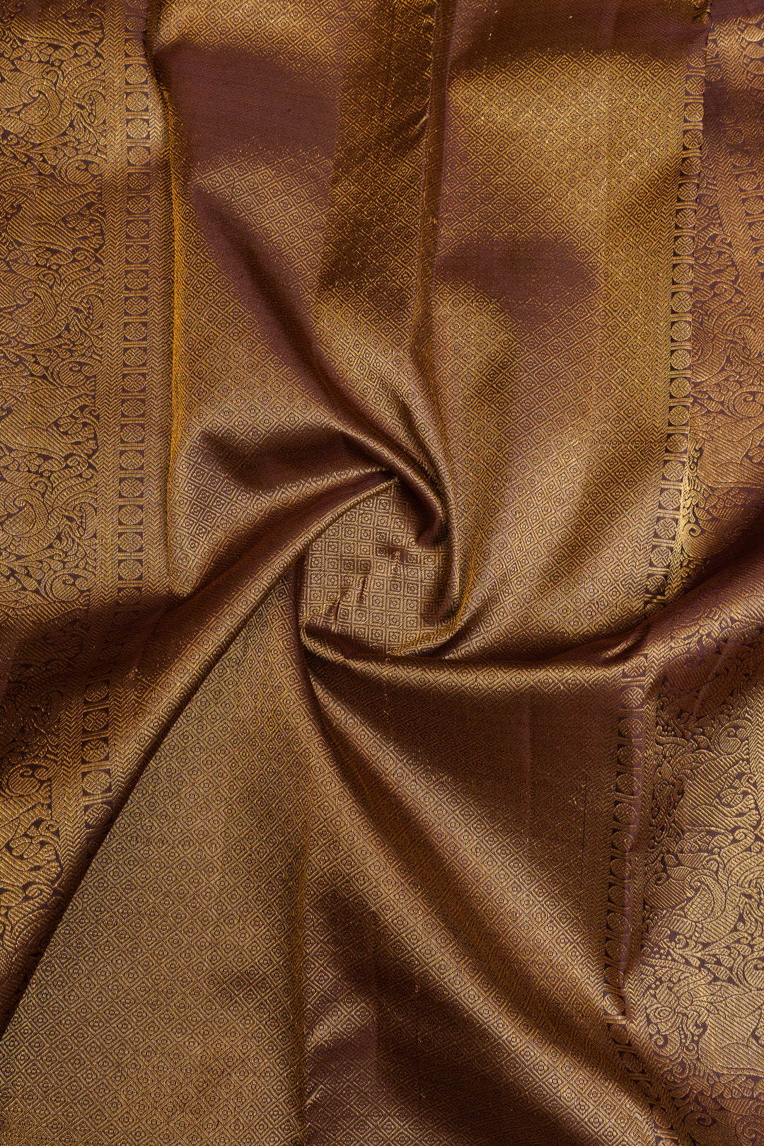 Grey and purple rettai pettu pure Kanchipuram silk saree